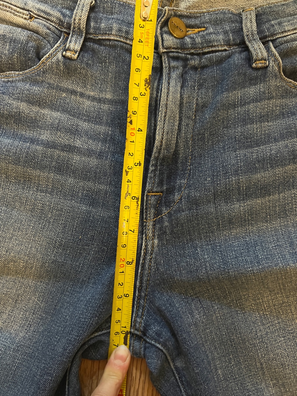 Frame size 28 Denim Dark Blue Frayed Ankle Crop Jeans - Picture 5 of 7
